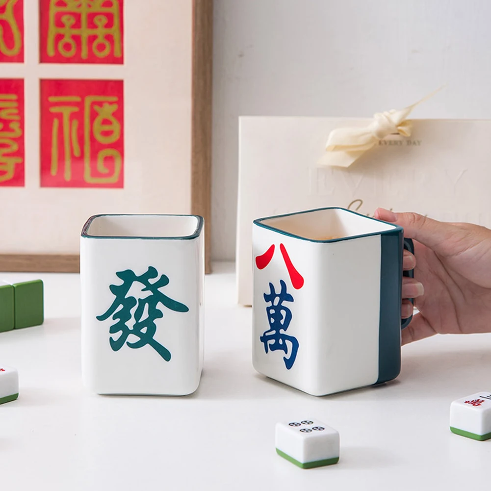 Mahjong Mug 400ml  Chinese Retro Design Mug China Chic-Style Coffee Cup Gift For Friends Relatives Wide Application