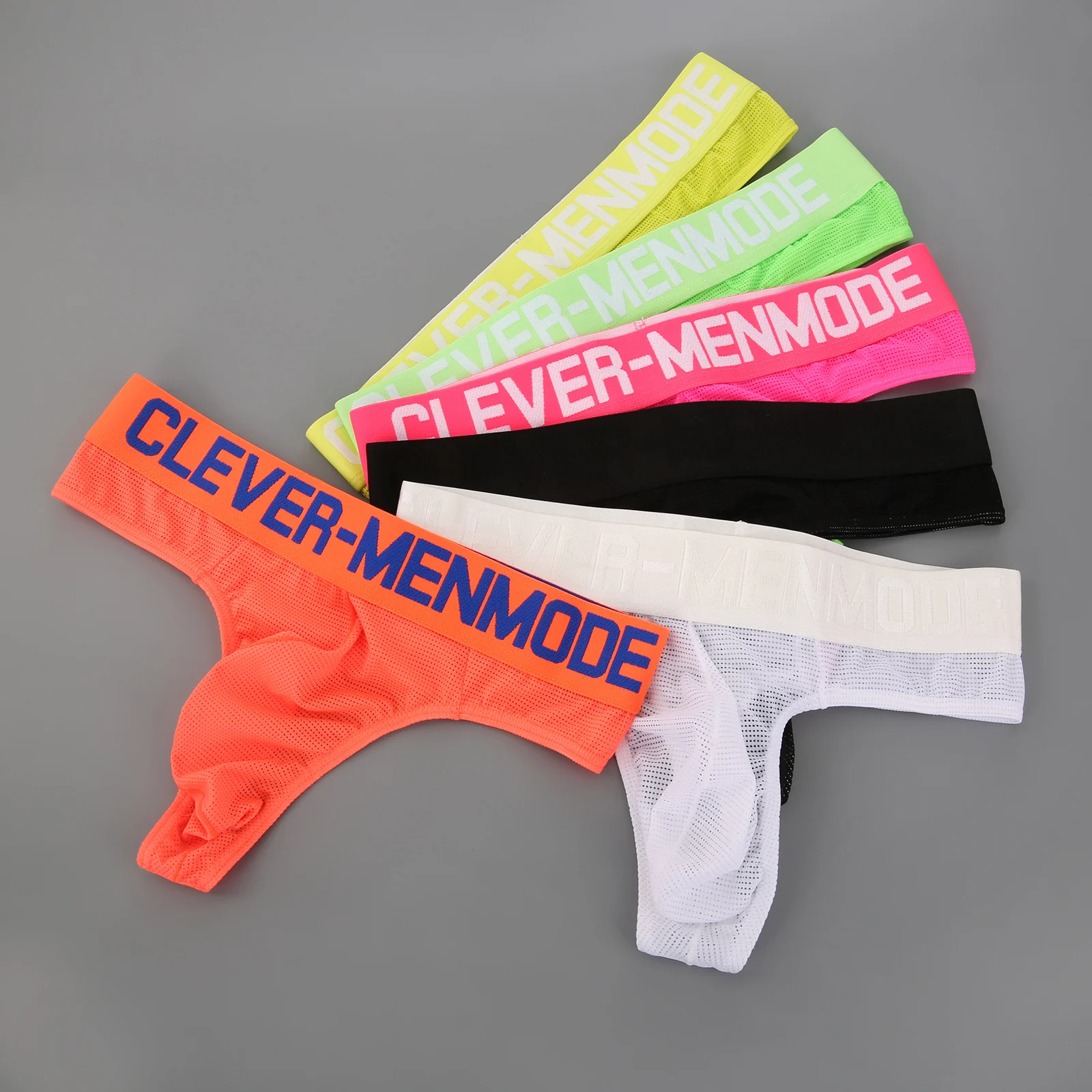 CLEVER-MENMODE 3/ kit Underwear Mesh Thong Men Sexy Underpants Transparent Panties Bikini Penis Pouch G String Tanga T-Back