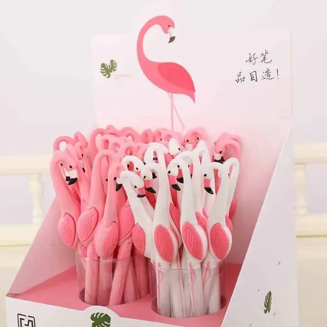 48pcs-cute-creative-animal-silicone-styling-pen-flamingo-neutral-pen-black-fountain-pen-student-stationery-manufacturer