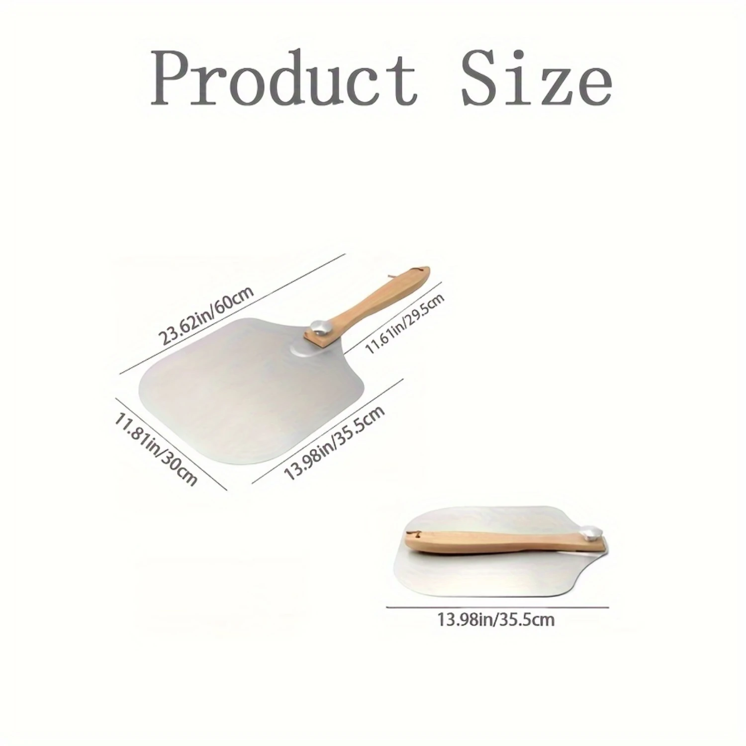 1pc, Stainless Steel Foldable Pizza Peel, Large Square Cake Lifter, Kitchen Baking Tool, Robust Cake Shovel With Handle, 13.98 I