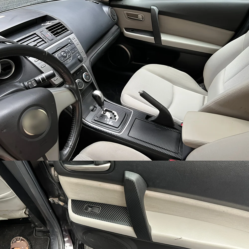 

for MAZDA 6 GH 2008-2012 Interior Central Control Panel Door Handle 5D Carbon Fiber Stickers Decals Car styling Accessorie