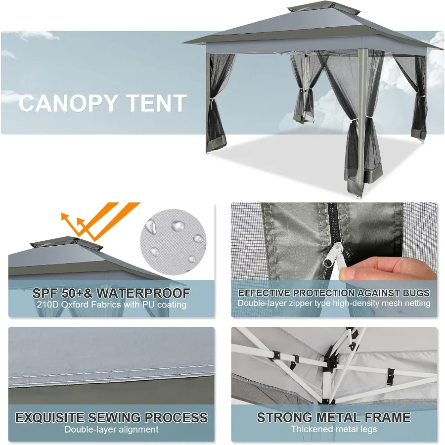 Feet Pop up Gazebo on Clearance Outdoor pop up Canopy Tent, carpas para Patio, Shelter Tents with Netting and Portable Carry Ba