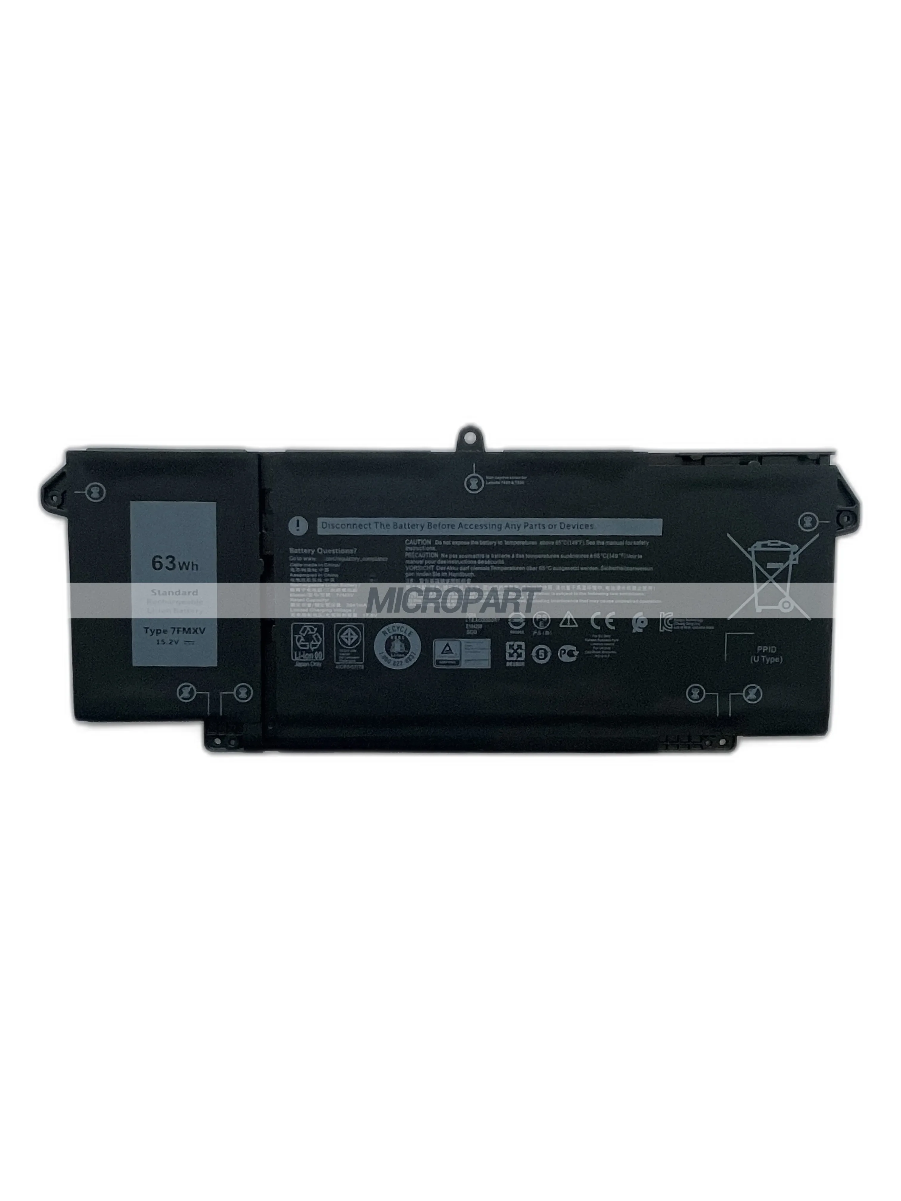 Batería de repuesto para portátil Dell Latitude 13, 5320, 13, 5320, 2 en 1 Latitude 13, 7320, 14, 7420, 63Wh, 7FMXV