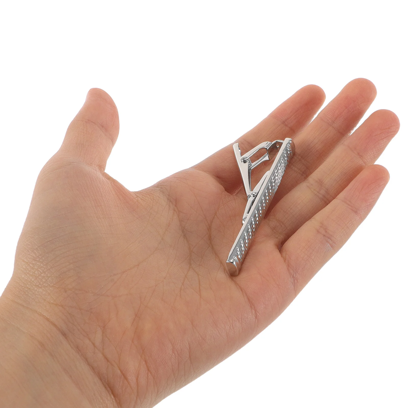 

3pcs Glossy Tie Clips For Men Carved Engraved Silver Tie Bars Elegant Necktie Pin For Business Wedding Party Formal Events