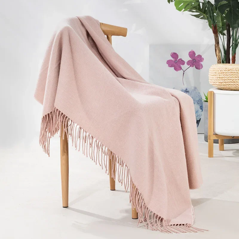 100% Wool Soft and Warm Blanket Modern Simplicity Solid Color Office Nap and Sofa Blanket
