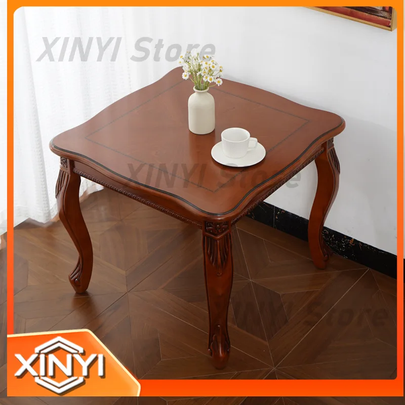 Small Corner Table for European Style Sofa Living Room Square Wooden Coffee Table Vintage Solid Wood Home Furniture