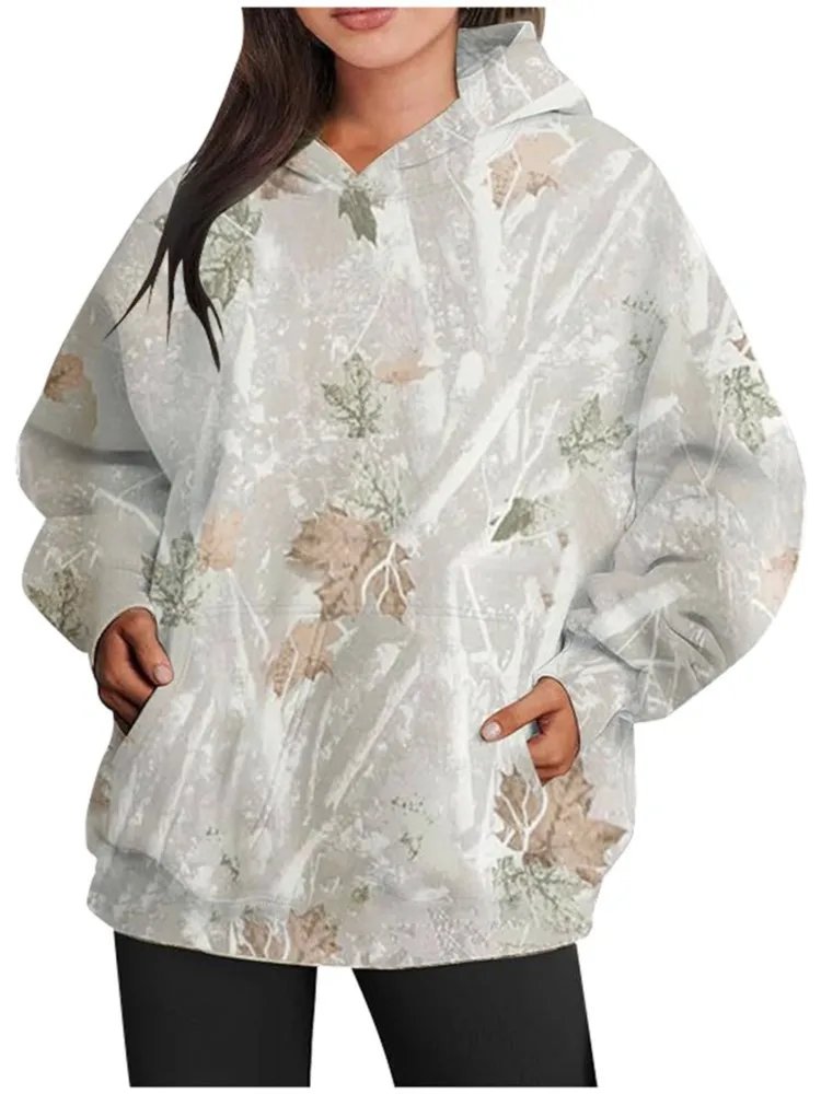 

Autumn Winter New Women's Hoodie Printed Long Sleeve Sweatshirt Pocket Loose Jacket Fashion Casual Holiday Sweatshirt Hoodie