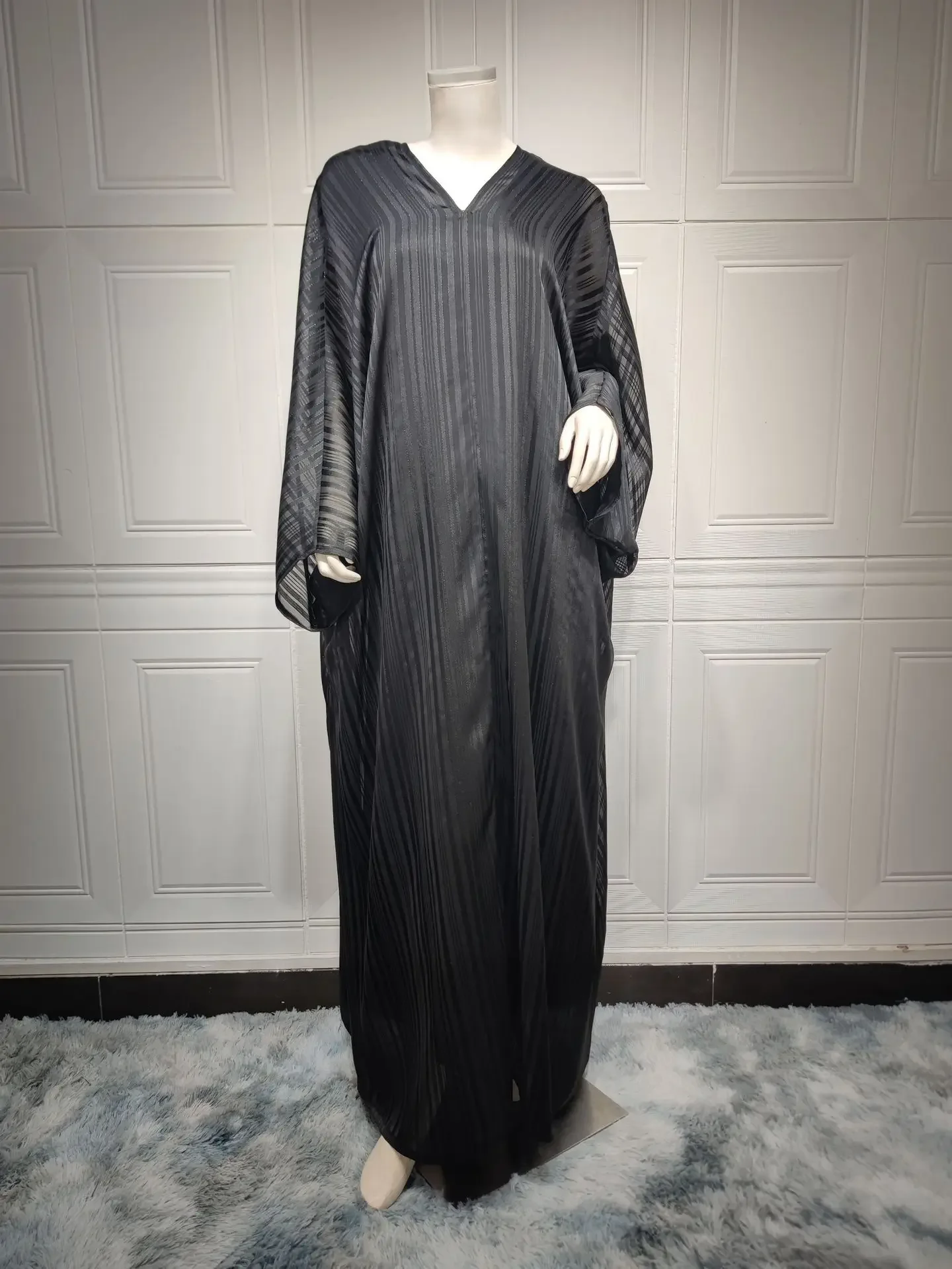 Imagem -05 - Abaya Lantejoulas com Vestido Interno Muçulmano para Mulheres Vestido Preto de Festa Turco Kaftan de Dubai Conjuntos Africanos Luxuosos Eid Modesto