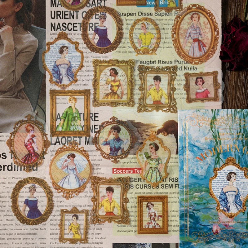 30Pcs/Pack Vintage Enchanted Mirror Theme Stickers Scrapbooking Material Perfect for Collage Journaling Craft Diy Supplies