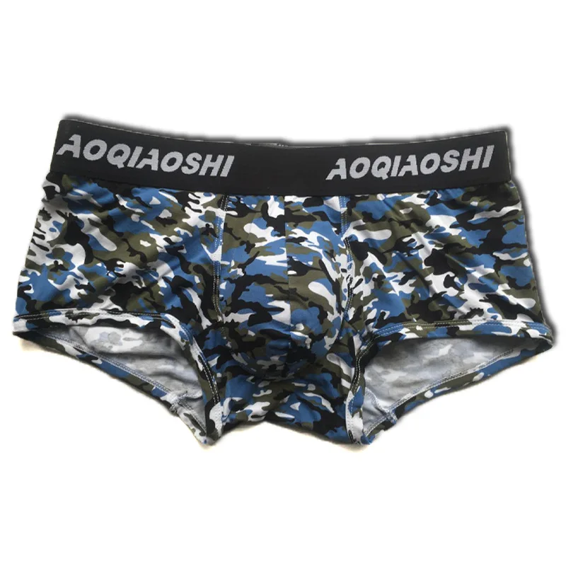 Men\'s U Convex Pouch Aro Pants Youth Cotton Camouflage Fashionable Printing Double-layer Boxer Shorts Sexy Low Waisted Underwear