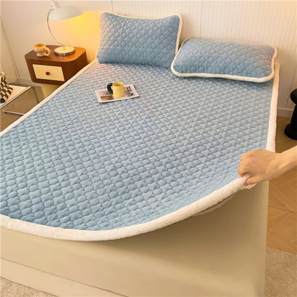 Winter Warm Tatami Mat Flannel Mattress Student Dormitory Foldable Single Double Bed Sleeping Pad Queen King Size Home Decor