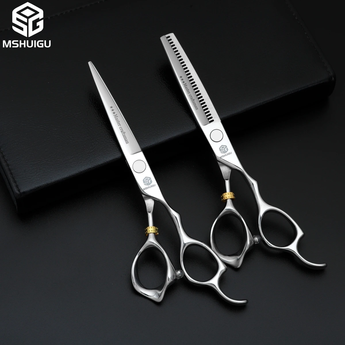 MSHUIGU Professional Barber Scissors Multifunctional Thinning Shears 440C 4 5 5.5 6.5 7 Inch Home Hairdressing Tools for Salon