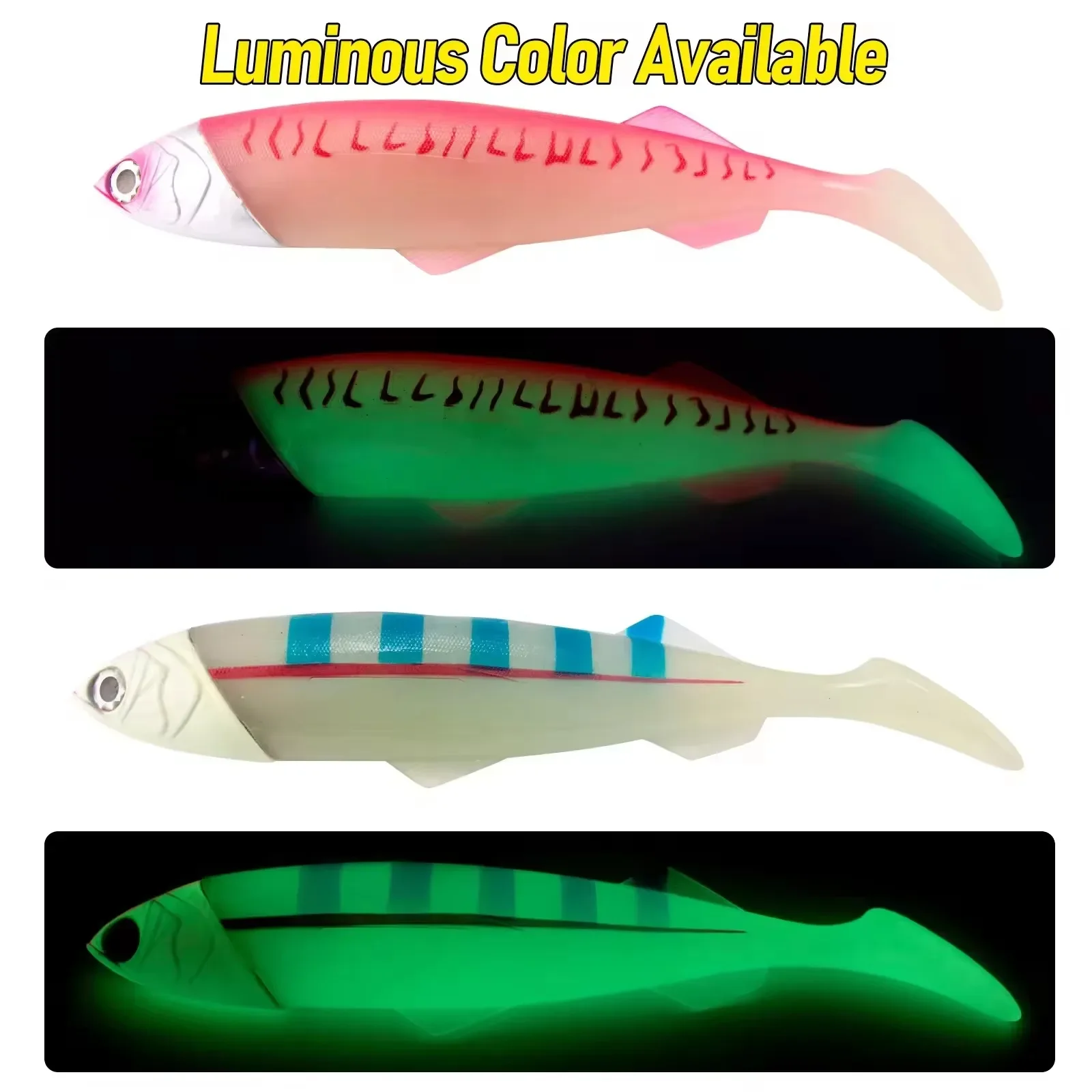 1Set Glow Head Slow-Sink Soft Lure 415g/516g | Extra Robuster Boot-Angelköder für Thunfisch & Hai | Tiefsee-Jigging – Detail 4