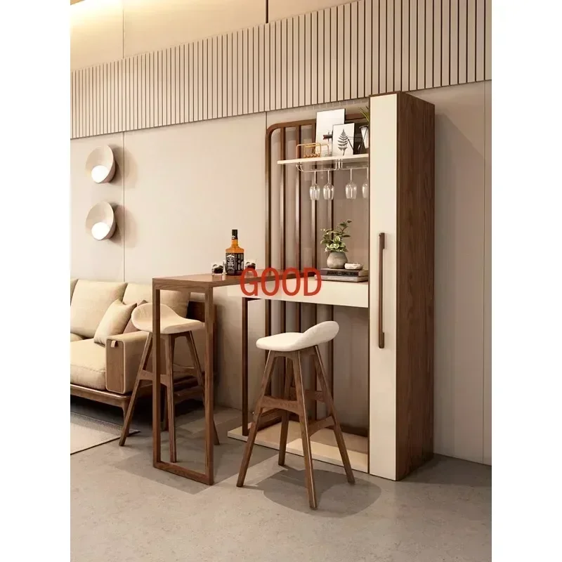 Nordic retractable solid wood bar table, room cabinet, corner small bar counter, living room partition storage entryway cabinet