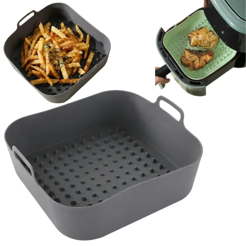 Reusable Airfryer Pan Liner Accessories Silicone Air Fryers Oven Baking Tray Pizza Chicken Airfryer Non-stick Silicone Mould