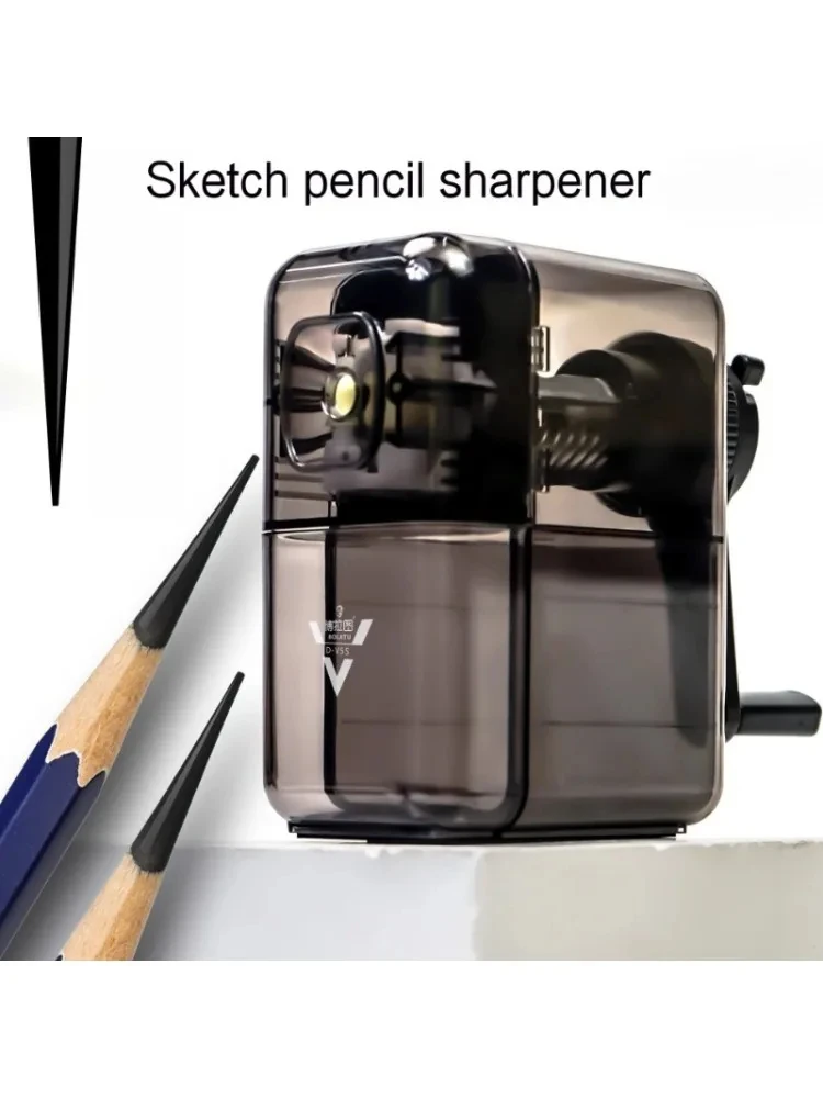 Handmatige handslinger puntenslijper transparant/zwart voor kinderen kunstenaars kunst speciaal student creatief kantoor schoolbenodigdheden - afbeelding 2