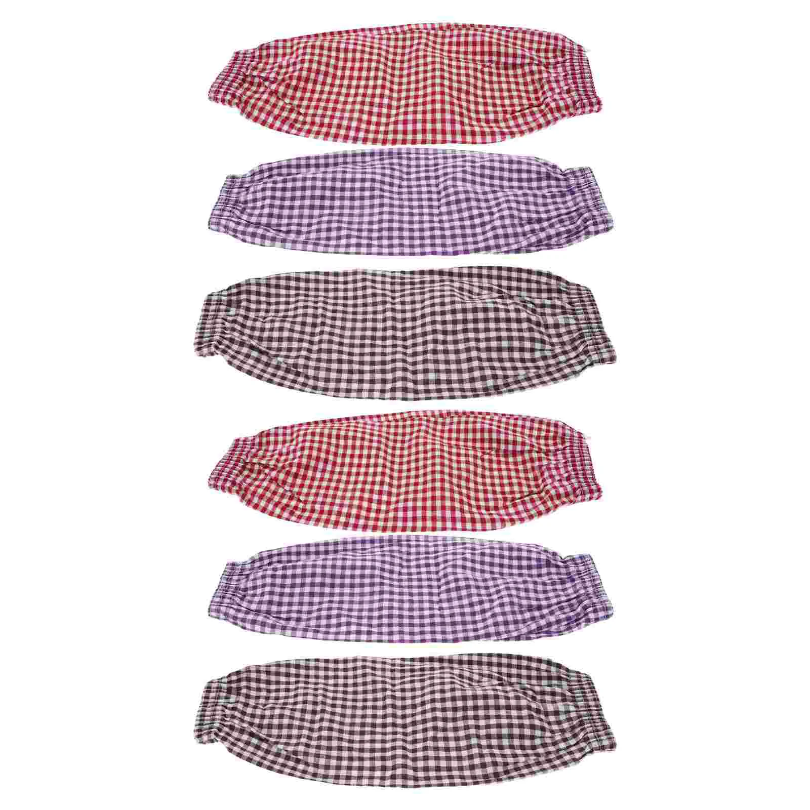 3 Pairs Plaid Sleeves Oversleeves For Cleaning Gloves Cooking Cotton Working Gardening Housework Dish Washing