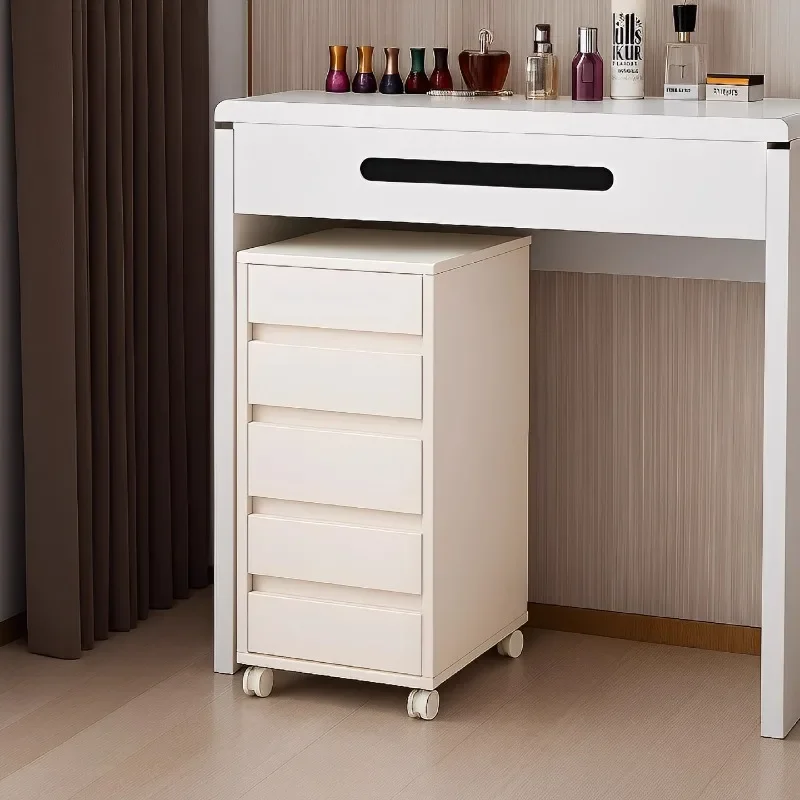 Locker Cosmetics Storage Small Under Table Mobile Narrow Side  Multi-layer Drawer   Wooden Storage