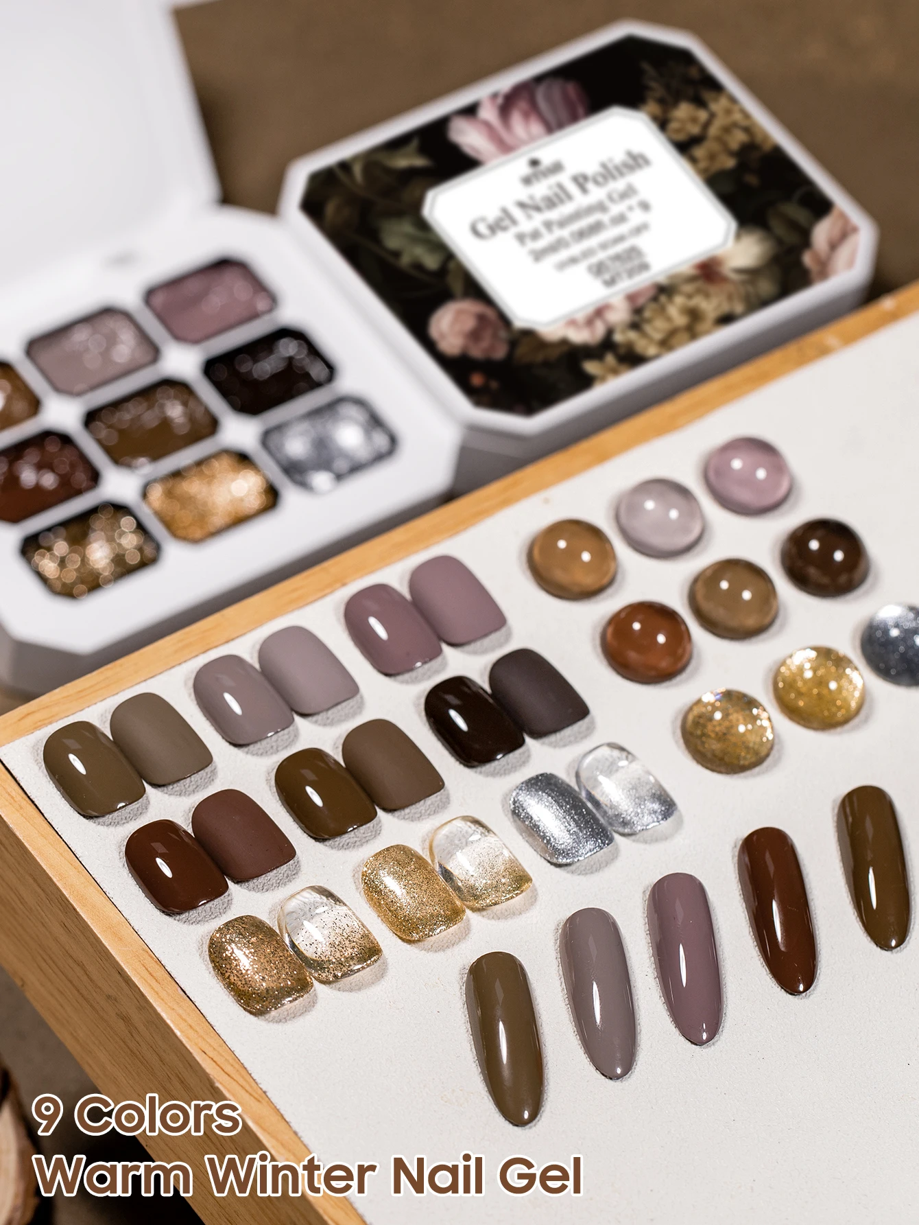 MTSSII เจลทาเล็บแบบแข็ง 9 ช่อง สีโมคค่ามูส เจลกลิตเตอร์วิบวับ 9 สี ทาเล็บไล่สี