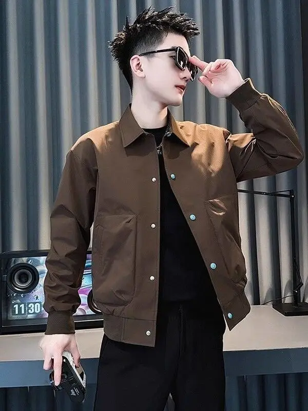 

Faionable Slim Fit Корейский Sle Мужской Jaet Повседневный отложной воротник Весна Осень Универсальная смесь хлопка Молодежная мода