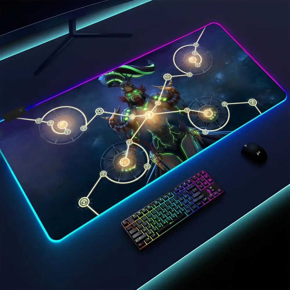 سجادة ألعاب Skyforge Mouse Pad، مضاءة بإضاءة LED، قاعدة غير قابلة للانزلاق، مقاومة للماء، وسادة مكتب كبيرة، سطح ناعم