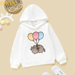 Crianças Coffee Cat Love Sweatshirt com capuz para sorvete, casaco de lazer, meninos, meninas, criança, primavera, outono, 3 a 12 anos