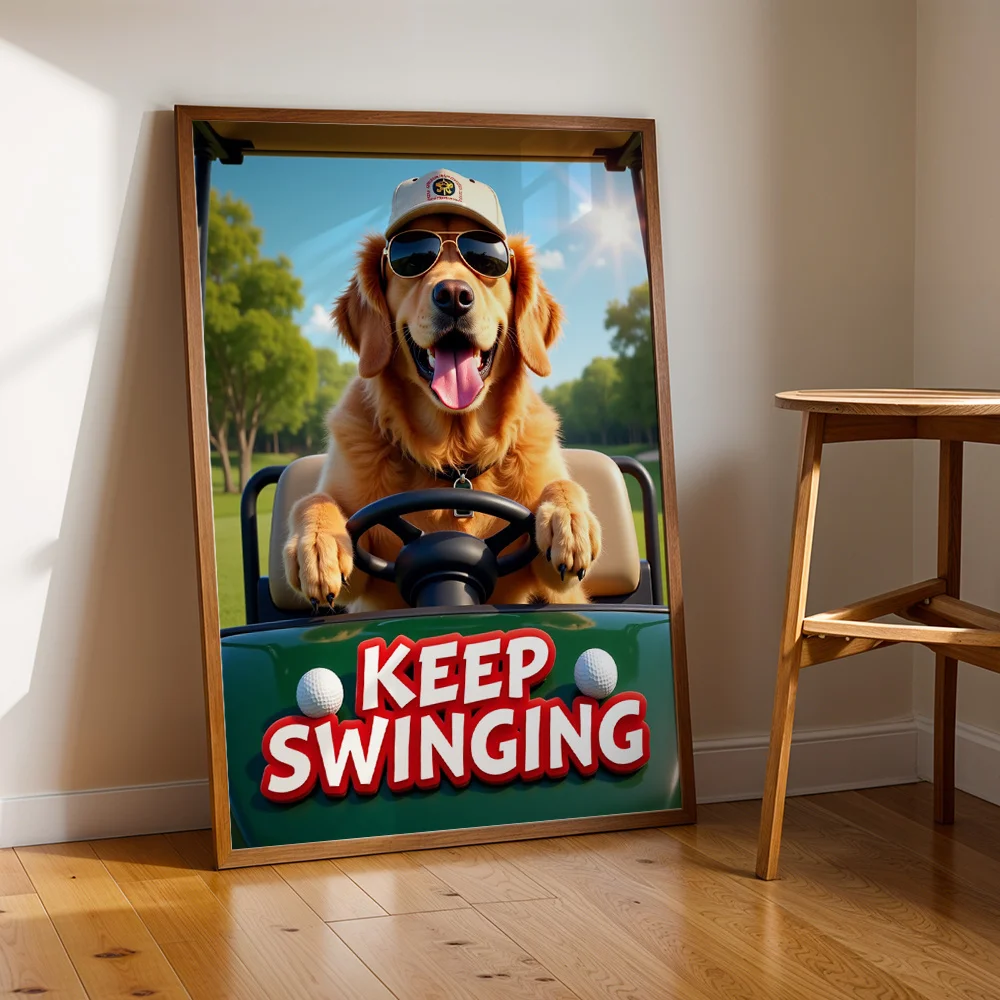 Abstract Golden Retriever Driving Cart Canvas Home Ornaments