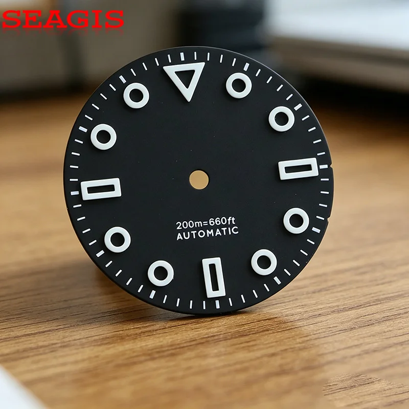 SEAGIS NH35/7S26/5R36 Dial Matte Dial Hollow Index 28.5mm BGW9 C3 Lume for NH35/NH34 Movement Custom Logo