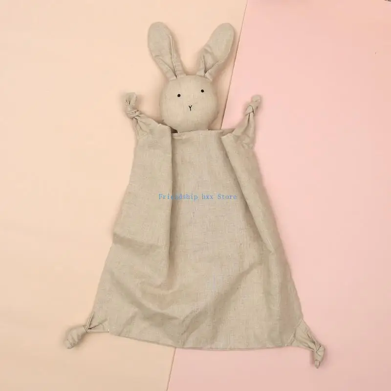

F1CB Soft Cotton Baby Bib Stuffed Rabbit Doll Newborn Appease Towel Security Blanket