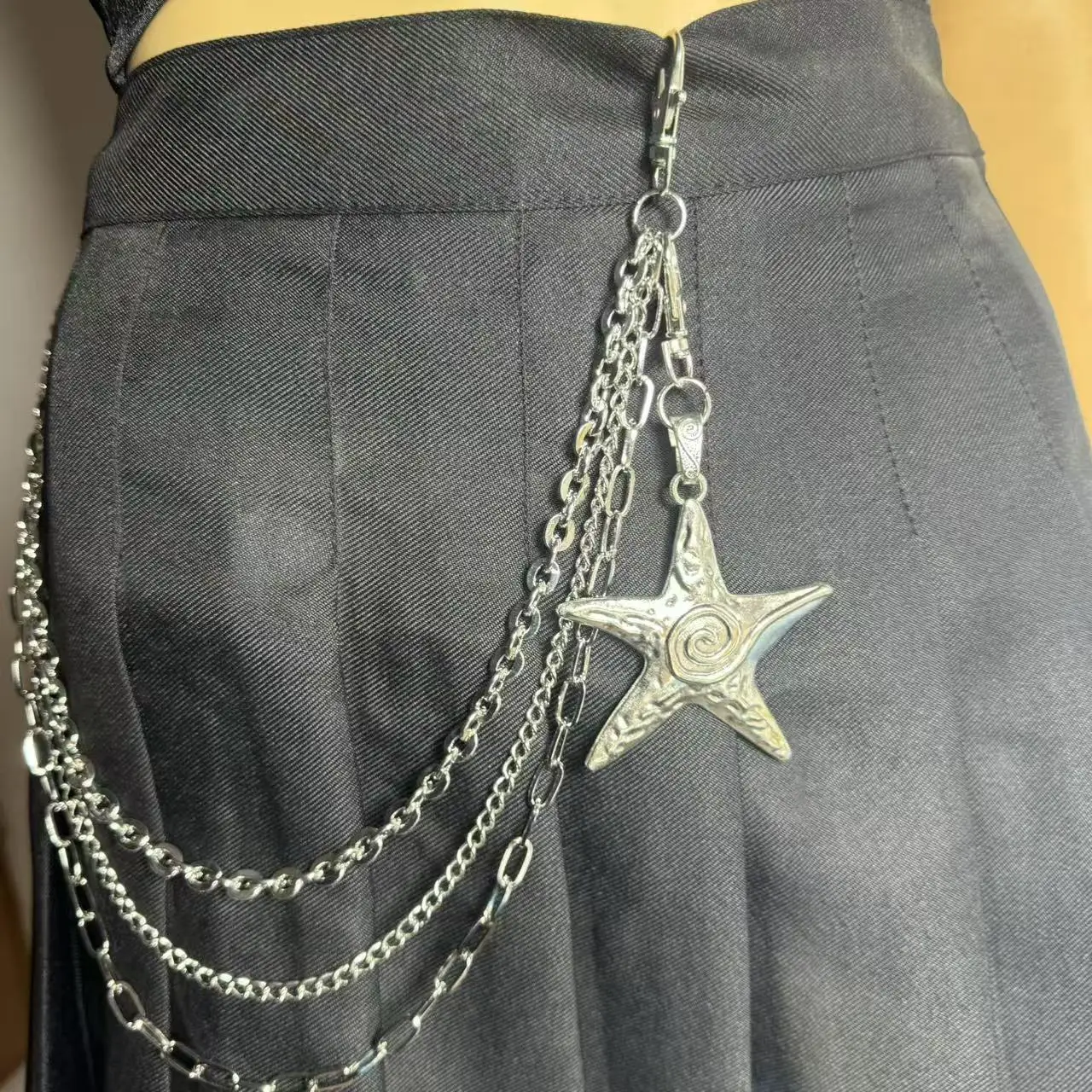 Hip Hop Punk Style Multi-Layered Waist Chain Cool Star Pendant Pants Chain Versatile Chain Decoration Trendy Accessory