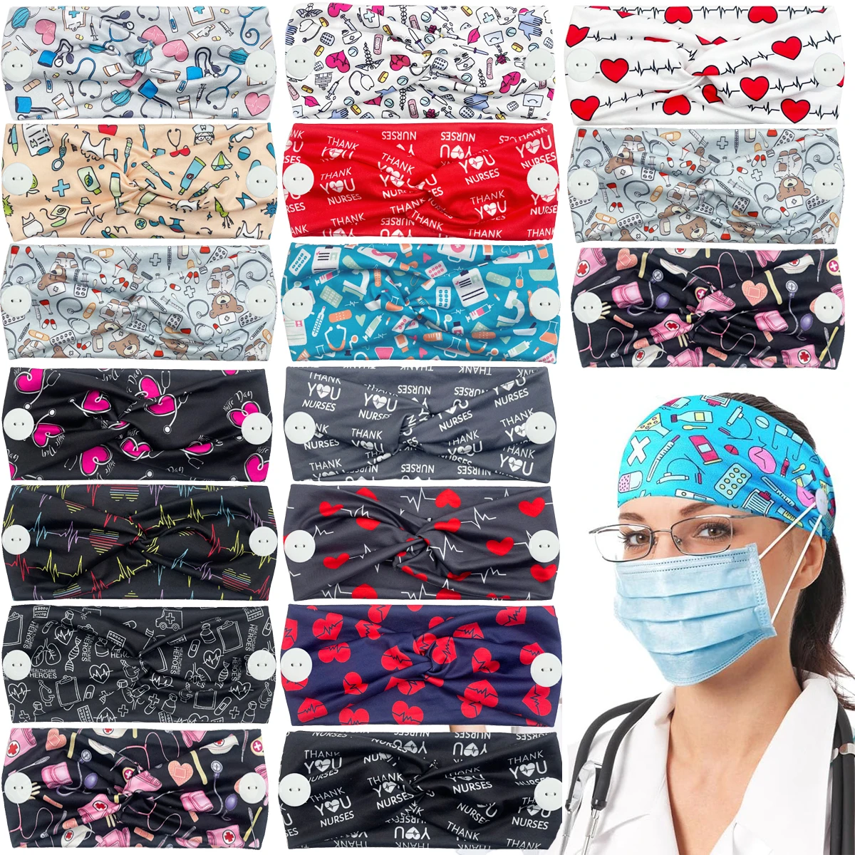 new Medical Hair Band Defense Headband For Women Medical Hairbands Cross Elastic Girl Hair Band Miss Bandanas Fashion Turbans