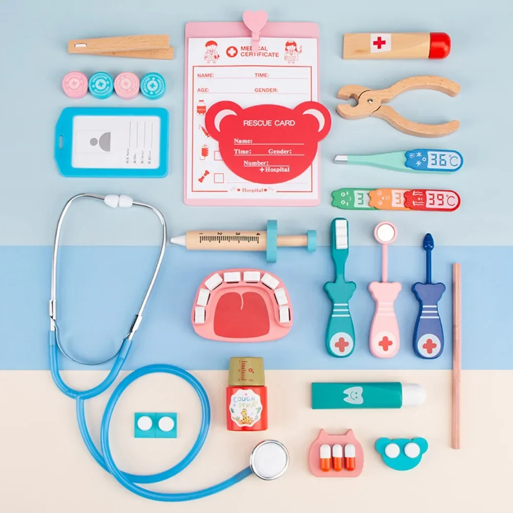 Jouets de docteur en bois pour enfants, simulation médicale, coffret de médecine pour enfants