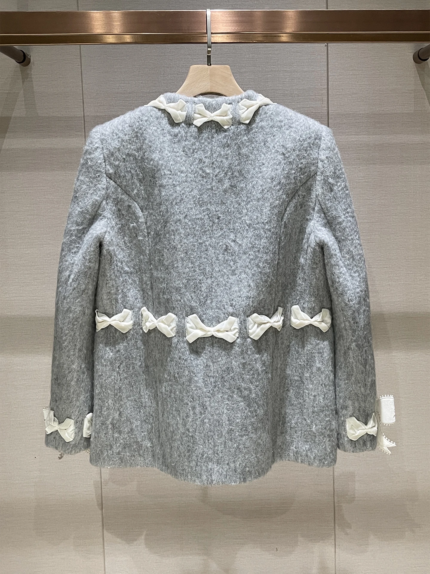 Ele ey Cappotto di lana con abbellimento di nodi Casual Sle Donna Faion Primavera Autunno Inverno Nuovo arrivo