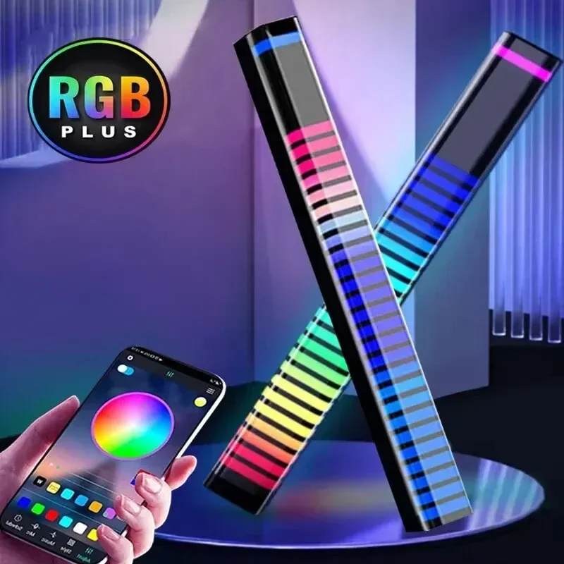 LED Sound Control Lights RGB 3D Pickup Lights Smart APP Control Music Rhythm Atmosphere Light for Gaming Desktop Decora LED Lamp