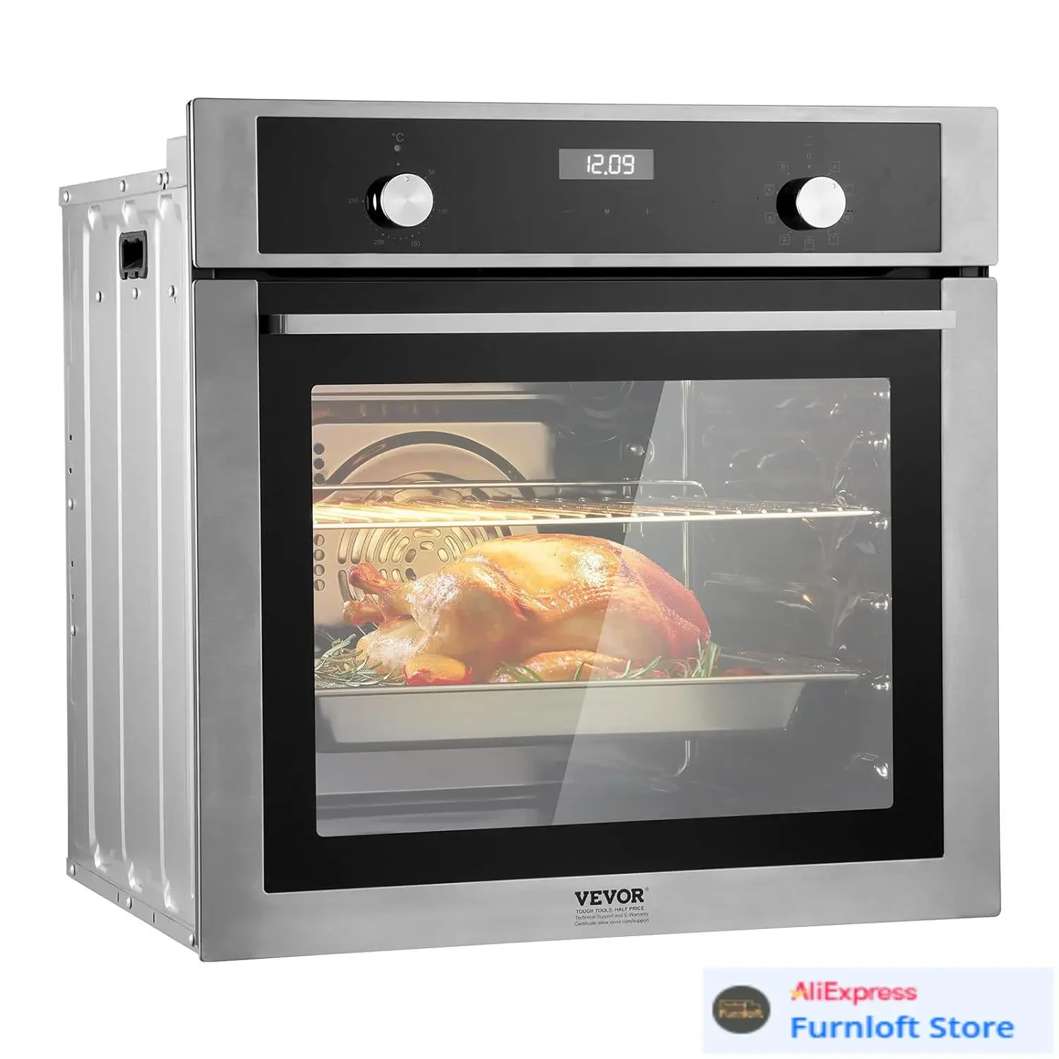 Wall Oven, 24 inch Electric Built-in Wall Oven with 9 Cooking Functions, 2.68 Cu.Ft Convection Wall Oven with Digital Timer, Ele