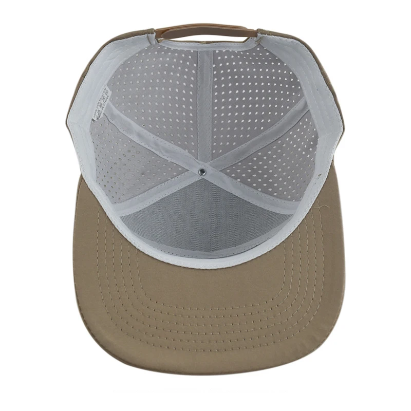 Custom Logo 7-Panel Flat Brim Baseball Cap Laser Perforated Breathable Waterproof Outdoor Sport Hat