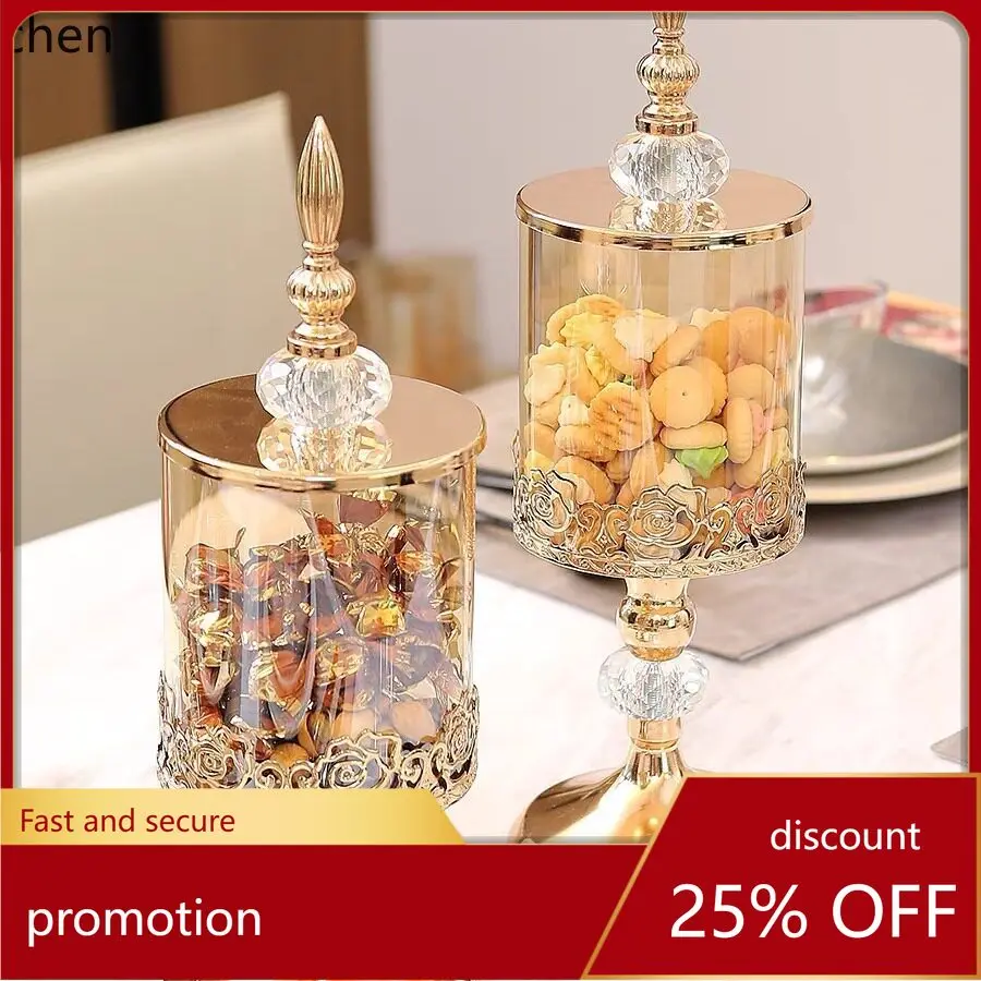 

Zml crystal glass storage jar with lid - decorative candy dish for living room coffee table
