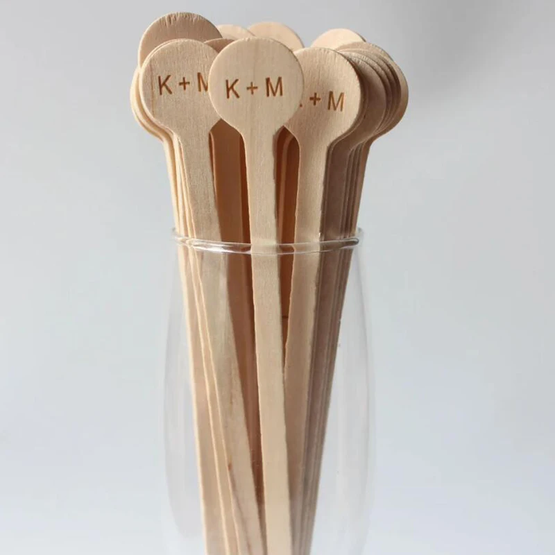 Customized Natural Wooden Drink Stirrers，Coffee Stirrer，Beverage Bar Stick，Wood Drink Stirs，Personalized Wedding Party Decor