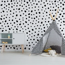 Cartoon Milk Polk Dots Wall Stickers Boho Black Spots Self-adhesive DIY Nursery Wall Decals For Children's Room Interior Decor