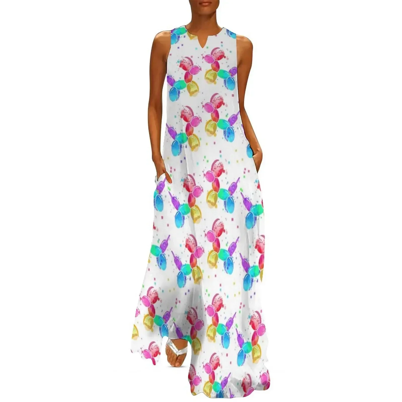 

Watercolor Balloon Dogs on white Long Dress ladies dresses for women 2025 summer woman dress 2025 Dress