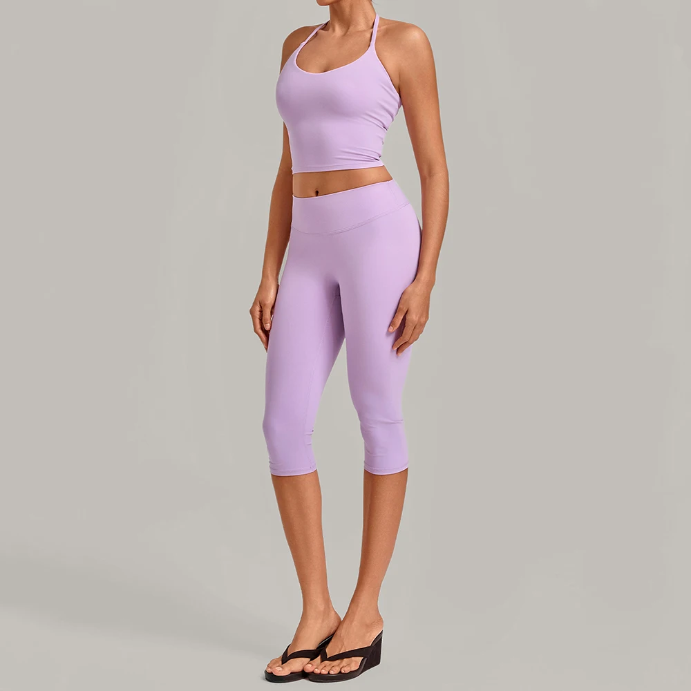 2 Pieces Fitness Set Women's Tracksuit Sports Bra Outfit Workout Capri Pants Clothes Female Running Cycling Shorts Sportswear