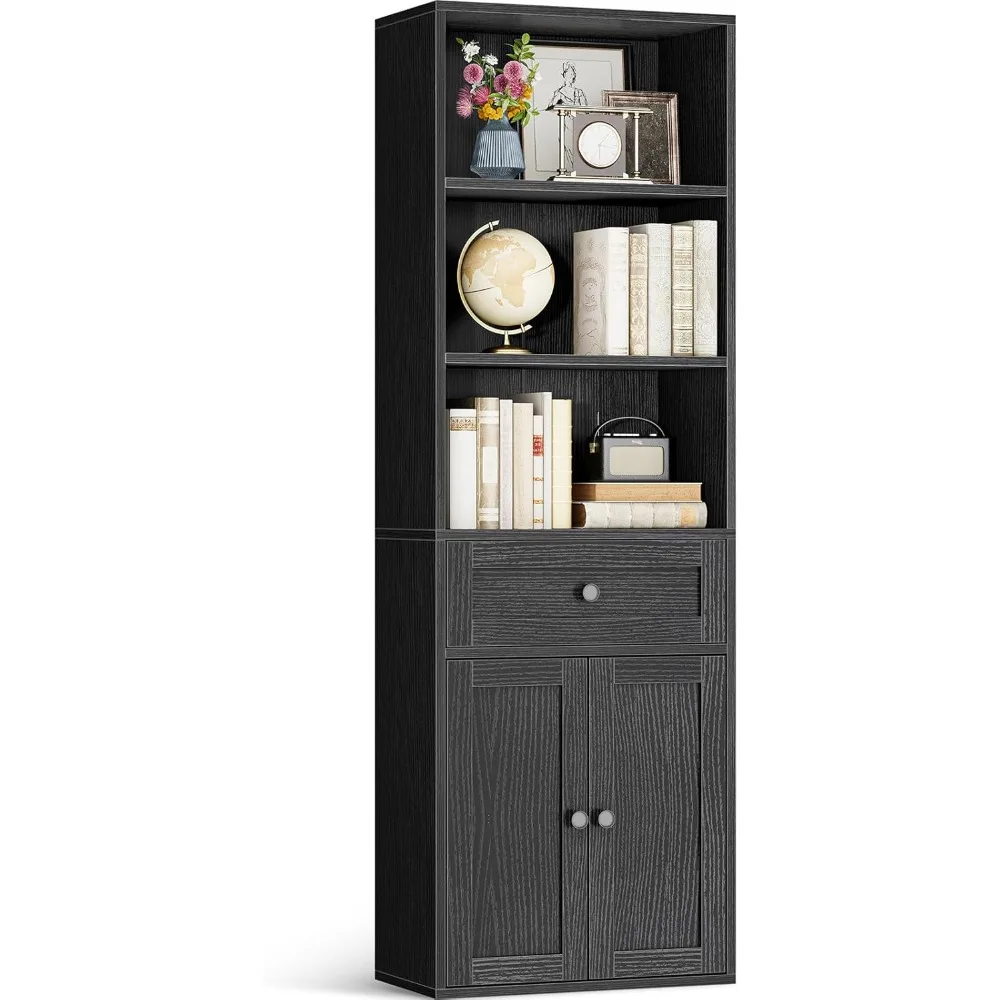 

Bookshelves/cabinets with Doors and Drawers, 6-tier Bookshelf, Floor-standing Display and Storage Rack