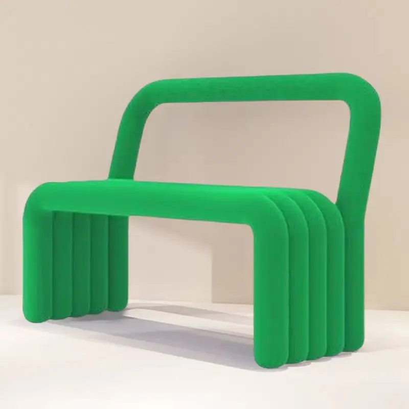 Artistic bench with a backrest, wrought iron bent tube chair,  leisure chair, indoor chair, backrest dining chair