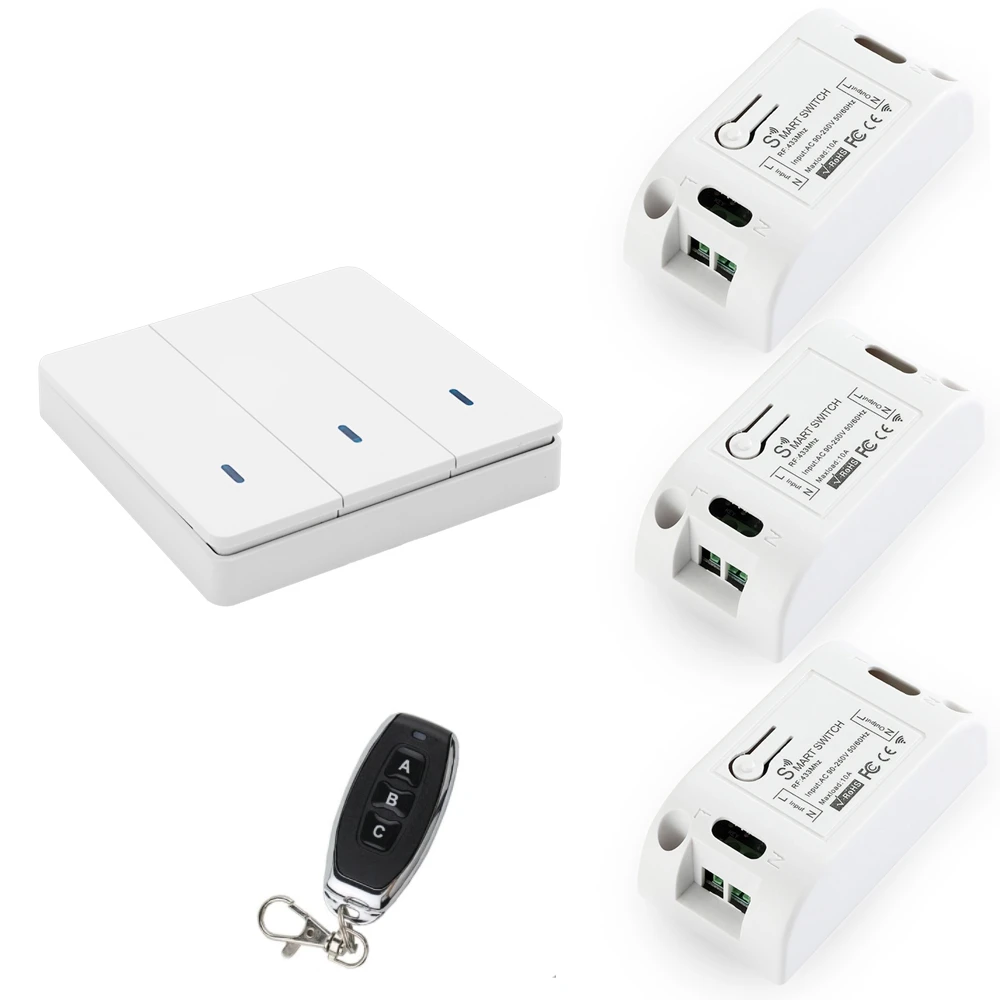 A72Z Wireless Smart Light Switch RF 433Mhz Lighting Control Intelligent Switch AC 90-250V 10A Module( 1 W And 3 C And 1 RC)