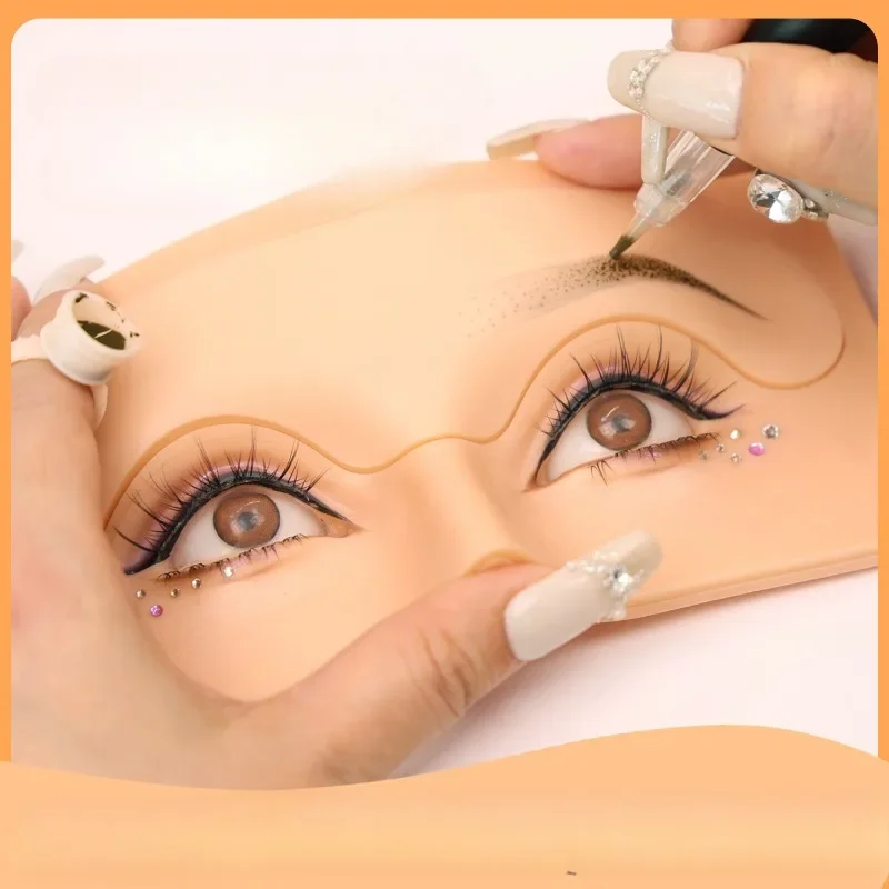 Practice three-dimensional pattern embroidery semi permanent leather eyebrow texture imitation leather eyebrow eye makeup