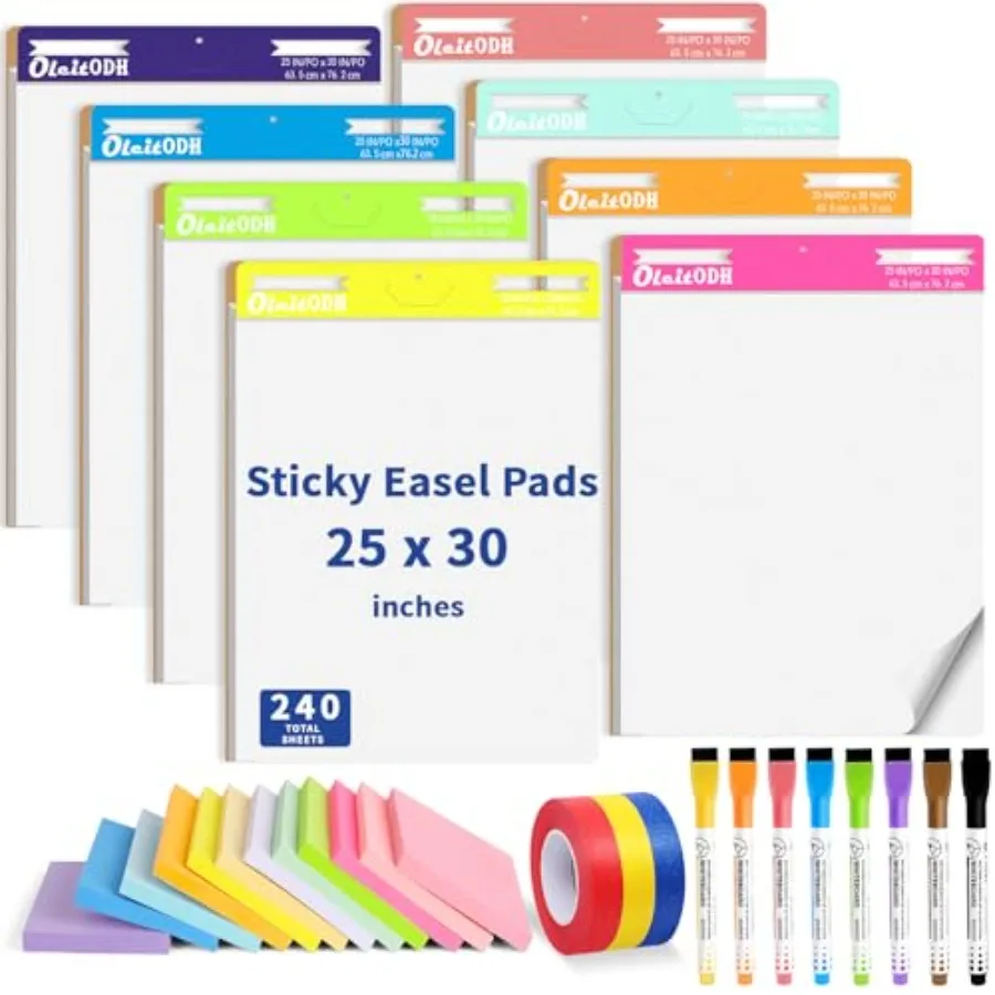 

31 PCS Sticky Easel Pad Set 25 x 30 in Large Note Pads Easel Pads Flip Chart Paper Anchor Chart Paper Giant White Sticky Anchor