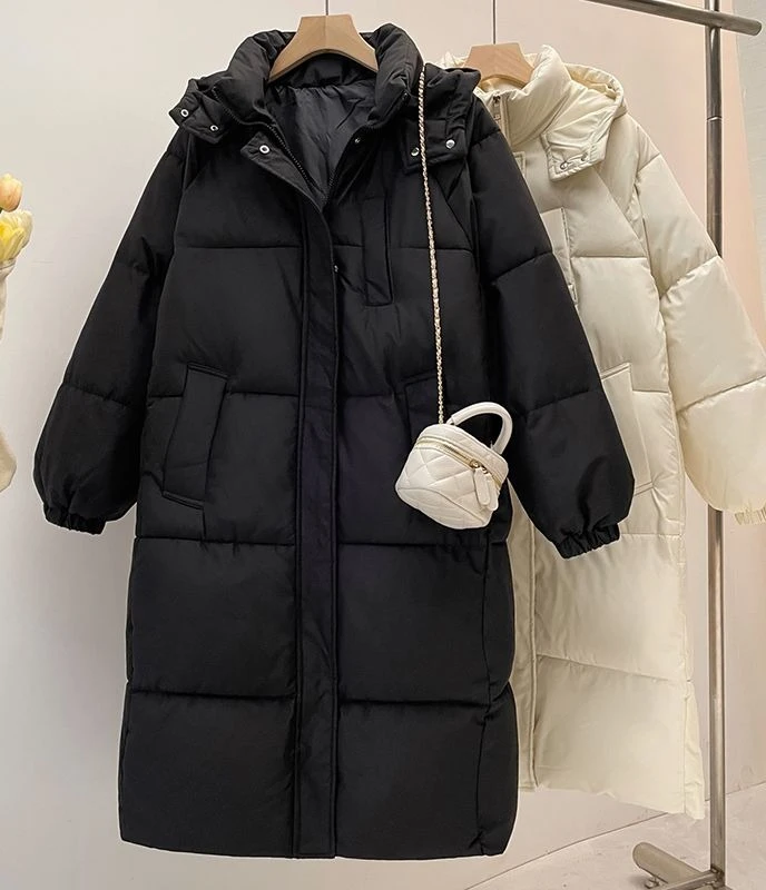 

Knee Length Cotton Jacket Plus Size Thick Cotton Jacket Casual Warm Cold Resistant Cotton Jacket 2025