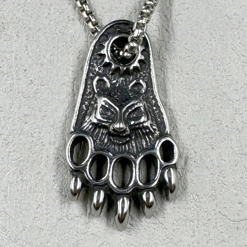 Veles Bear Claw Print Charm Lewis Pendant Necklace Antique Colar Odin 's Symbol Of Norse Viking Jewelry