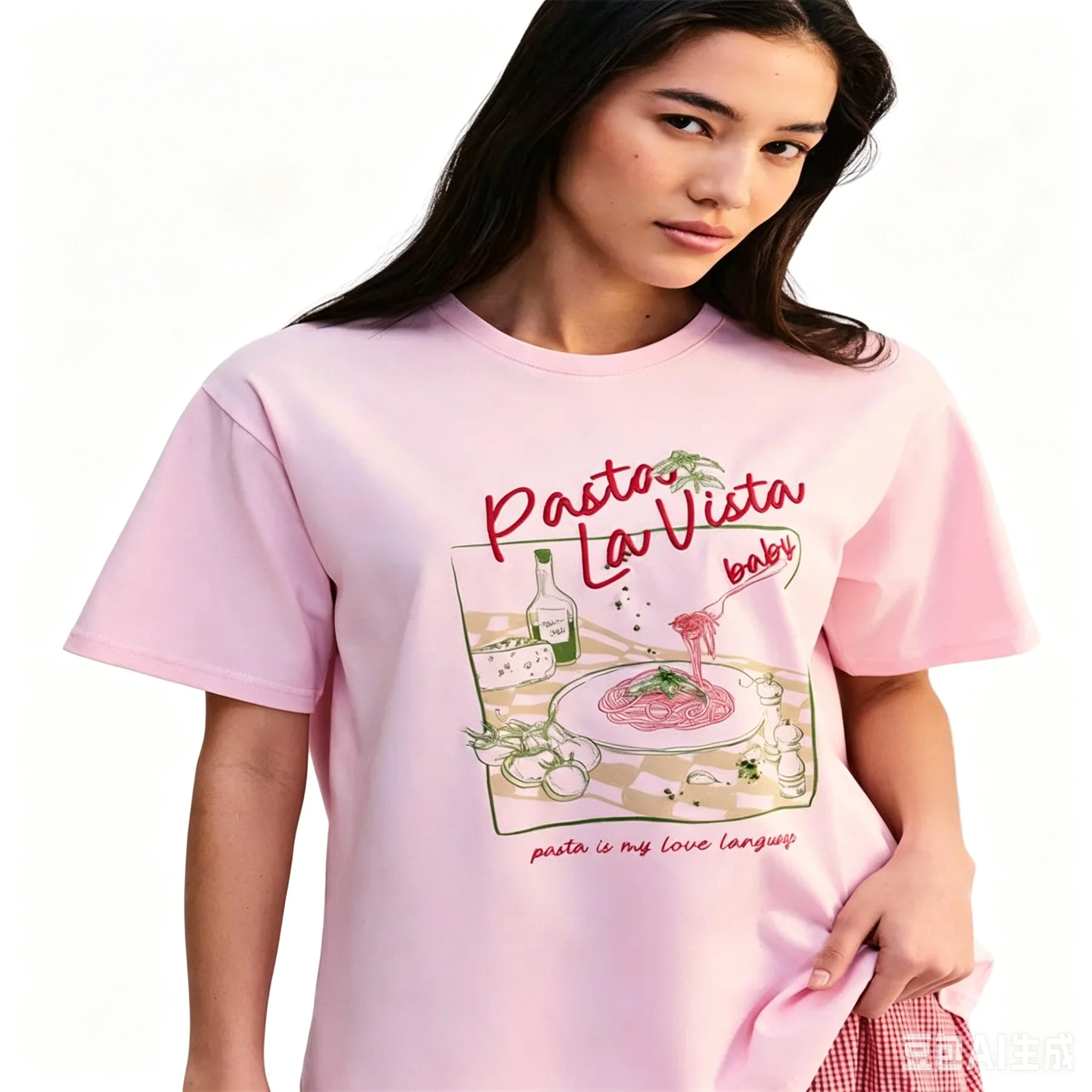 Baby Food Intake - Camiseta de Algodón Rosa para Mujer,