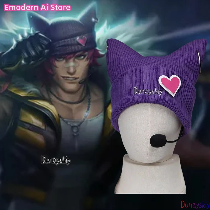 Spiel LOL Sett Heartsteel Cosplay Hut Frau Persönlichkeit Hip Hop Mode Lila Gestrickte Hut Halloween Partei Rolle Spielen Requisiten
